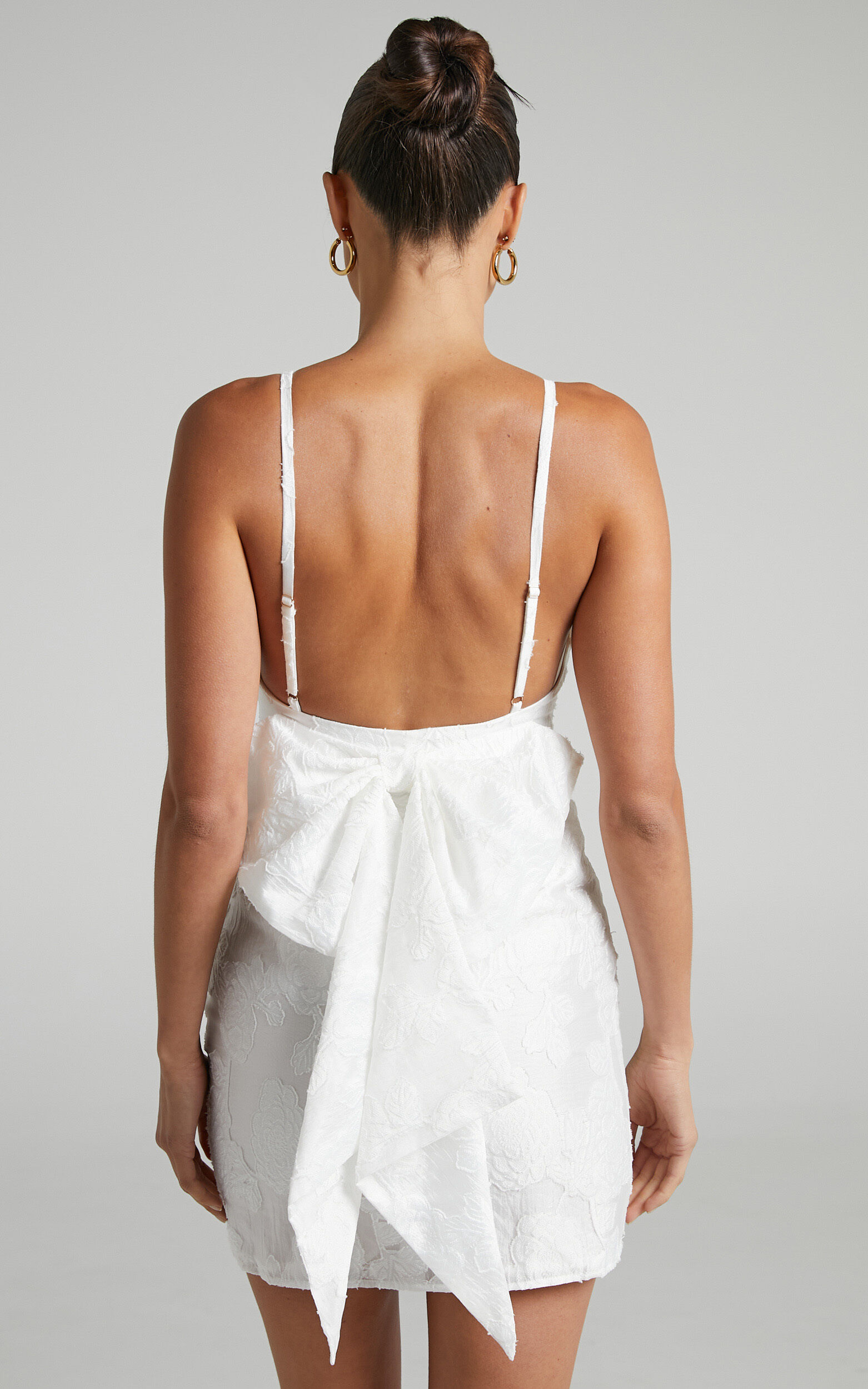 bow back dress white